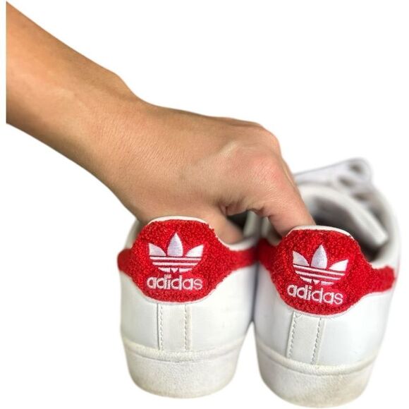 Adidas Superstar Fuzzy Red Striped Sneakers Size 9 Collegiate Valentine's Day - Picture 3 of 11